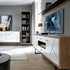 Brolo 2 door 2 drawer TV unit With the walnut and dark panel finish